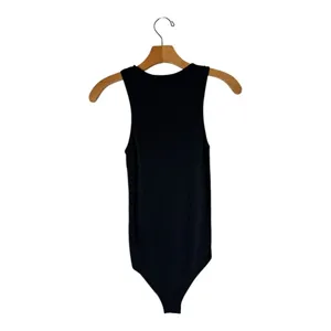 Zara Bodysuit Women Small Black Crew Neck Sleeveless‎ Snap Closure Gothic thumbnail 4