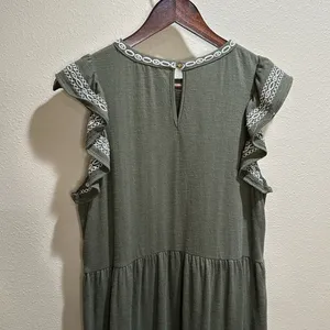THML size small Flutter Sleeve Olive Dress thumbnail 8