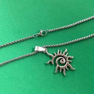 Titanium Steel Sun Pendant Necklace for Men Women,Unisex Hip Hop Necklace thumbnail 4