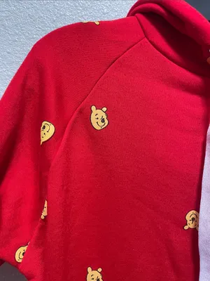 Disney Red Winnie the Pooh Cropped Hoodie Sweatshirt - Women thumbnail 7