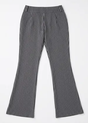 🍙 NWOT SHEIN ICON Gray/White Pinstriped Fit & Flare Pants thumbnail 8