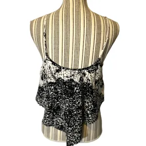 My Story Black White Mixed Print Spaghetti Strap Cropped Tank Top Women’s Large thumbnail 5