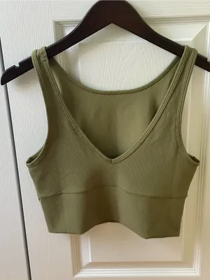 Lululemon Power Pivot Ribbed Tank Top in Bronze Green thumbnail 3