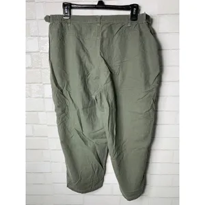 Sag Harbor Sport Capri Pants Woman Olive Green Womens 16W Linen‎ Zip Lagenlook thumbnail 7