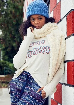 Aerie Ski Bunny NWT Real Soft Waffle Knit Thermal‎ Long Sleeve top Size Medium thumbnail 1