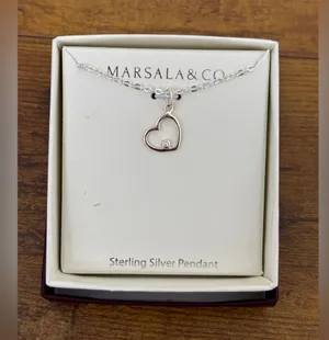 MARSALA & CO Sterling Silver Heart Pendant w/ Silver Plated Brass Chain Necklace thumbnail 1
