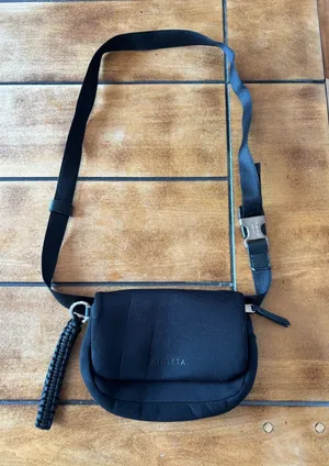 Athleta Black Crossbody Messenger Bag with Woven Key Tassel thumbnail 1