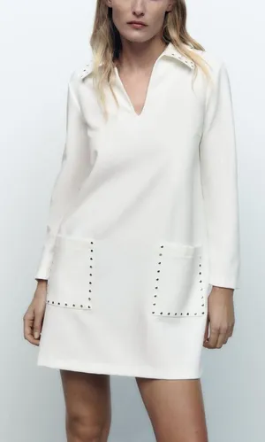 ZARA Studded Polo Collar Dress thumbnail 1