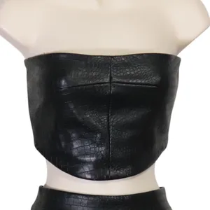Meshki Black Faux Croc Tube Top & Mini Skirt Set thumbnail 2
