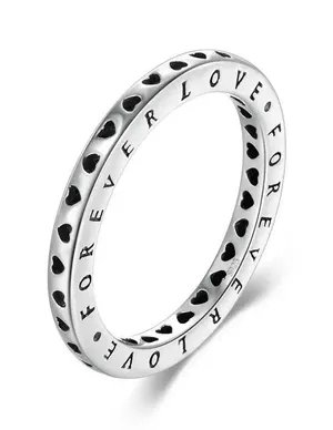 Sterling Silver SIZE 7 925  Hollow Hearts Stackable Ring thumbnail 1