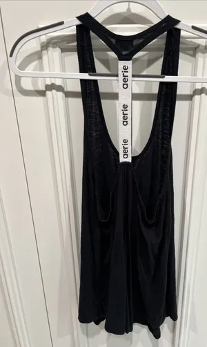 Aerie Black Y Back Relaxed Fit Tank Top Size XS Scoop‎ Neck Yoga Athleisure Gym thumbnail 1