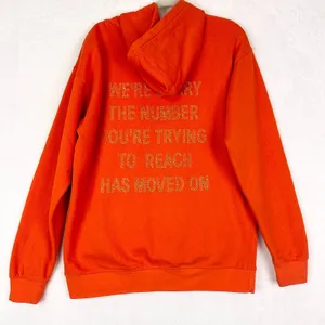 Boys Lie 1-800-Boys-Lie Remix Hoodie One Size Orange Rhinestone Embellishment thumbnail 3