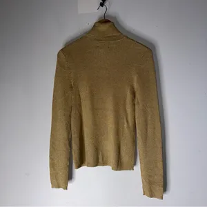 LAUREN RALPH LAUREN‎ Gold Metallic Shimmer Women Turtleneck Swester Large NWT thumbnail 2