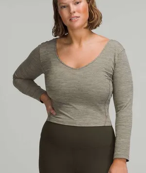 Lululemon Align Long Sleeve Shirt Size 8 Heathered Gray Athletic Yoga Workout thumbnail 1