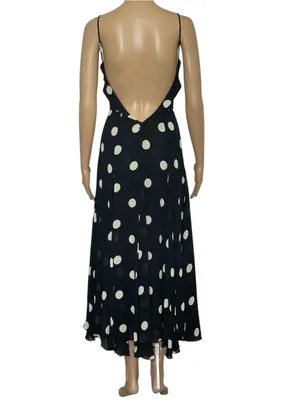 REFORMATION Fredo Polka Dot Midi Dress, Black, 0 (US) thumbnail 4
