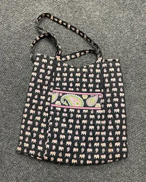 Vera Bradley Pink Black Elephants Medium tote bag purse thumbnail 1