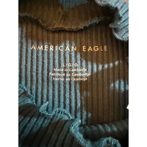 American Eagle Outfitters Top Womens L Teal Green Ribbed Mock Neck‎ Long thumbnail 2