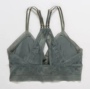 AERIE Pop Lace Olive Sage Green Padded Bralette Size M thumbnail 4