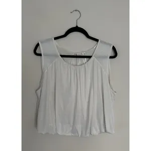 By Anthropologie Ivory White Shimmer Bubble Top Shirt SZ L Party Date Office EUC thumbnail 5