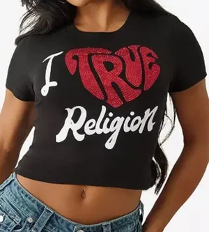 True Religion I Love True Religion Crew Neck T-Shirt Black Small NWT thumbnail 1