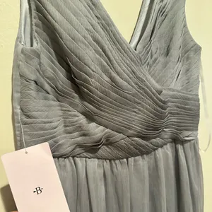 BHLDN ANTHRO Neutral Gray Formal MINIMALIST CHIC ETHEREAL Floor Maxi Dress L thumbnail 5