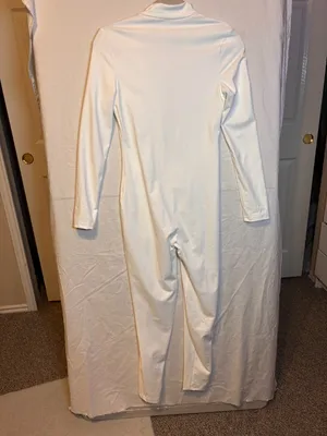 White Zip-Front Jumpsuit – Size Small thumbnail 3