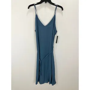 Lulus Dusty Blue Tie Back Slip Mini Dress Adjustable Straps Chiffon Large NWT thumbnail 2