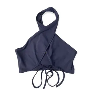 SHEIN Blue Cross Halter Wrap Crop Top - Size S (Never Worn) thumbnail 2