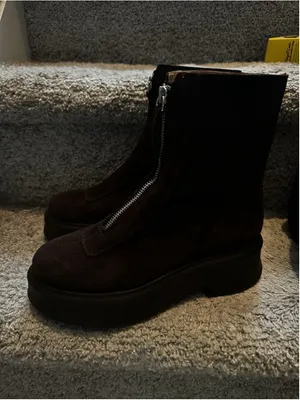 Steve Madden Women's Jones Ankle Boots Brown Suede, Lug Zip Moto Size 6.5 thumbnail 7