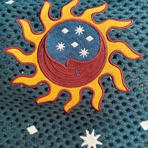 Earthbound Trading Co Teal Sun Crochet Crop Sweater Size Small‎ thumbnail 4