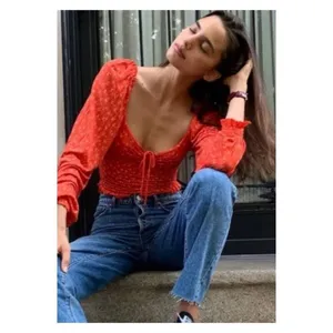 Urban Outfitters‎ Old Soul Floral Cropped Top Women's S Orange European Summer thumbnail 4