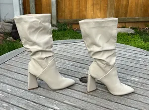 DV DOLCE VITA Women's Wandah‎ Slouch Dress tall Boots Ivory White size 6 thumbnail 1