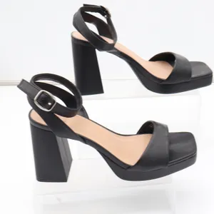 A New Day Black Platform Block Heel Sandals Square Toe Ankle Strap Womens Size 9 thumbnail 3