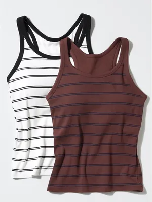 Uniqlo Racer Back Bra Top | Striped NWT White XXL thumbnail 2