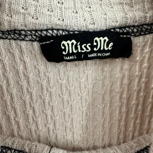 Miss Me Size‎ Small Sweater Cream Black Stripe Turtleneck Batwing Oversized Knit thumbnail 4