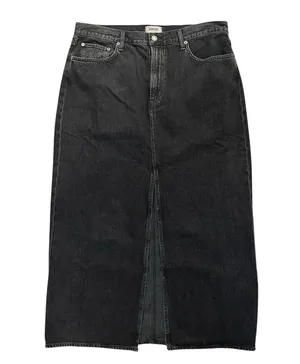 NEW Agolde Leif Front Slit Denim Maxi Skirt Spider Black Size 32 Casual $238 thumbnail 1