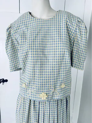 Vintage 90s Jessica Howard Gingham Dress Set Cottagecore Prairie 2pc Size 14 thumbnail 1