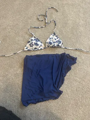 Floral bikini set with cover up Blue thumbnail 2
