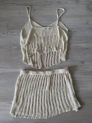 Cotton Candy Cream Knit Crop Top & Shorts Set Coverup thumbnail 6