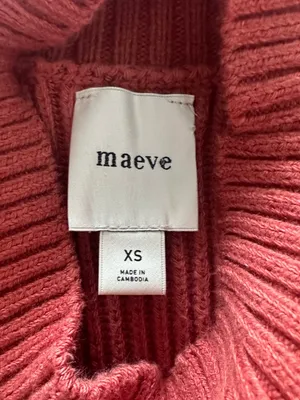 Anthropologie Maeve Size XS Mock Neck Tie Waist Sweater Mini Dress Cedar Color thumbnail 6