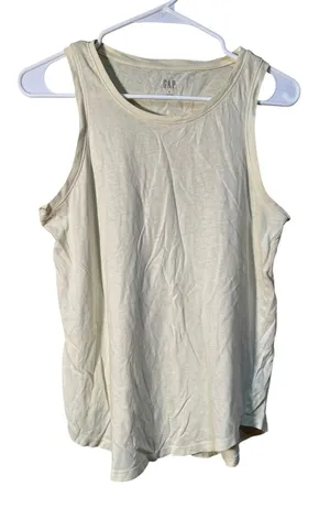 Gap Women's Sz Small Tank Top Crewneck Soft Pale Butter Yellow Semi-Sheer Cotton thumbnail 1
