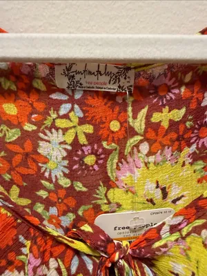 Free People Floral Ruffle Long-Sleeve Bodysuit in Orange and Yellow thumbnail 2