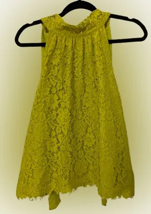 J. Crew Chartreuse Lace Halter Tie Neck Blouse Size S thumbnail 1