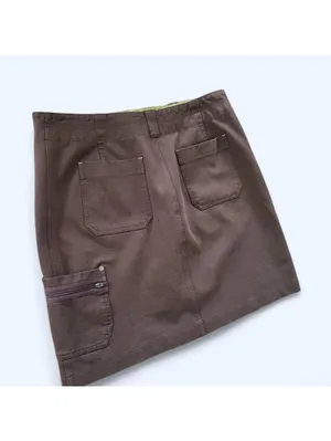 Vintage Y2K utility mini skirt coastal indie sleaze cargo mini skirt size XL 🤎 thumbnail 4