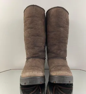 UGG Australia Dark Brown Sheepskin Ultimate Tall Revival Tasman Braid Boots thumbnail 9