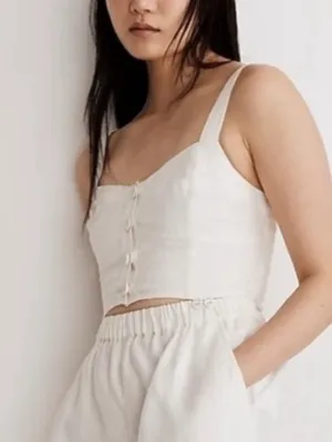 Madewell Sweetheart Linen Blend Crop Tank Top thumbnail 8