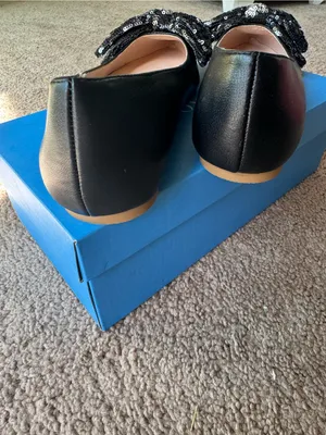 Jack Rogers Black Sequin Bow Leather Ballet Flats new 9 thumbnail 4