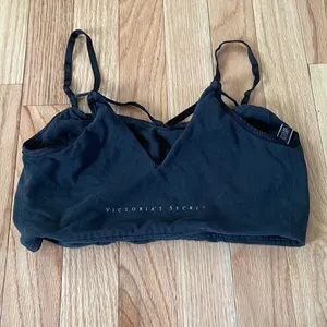 Victoria's Secret Sports Bra Womens Small Black Spell Out Logo Athletic thumbnail 3