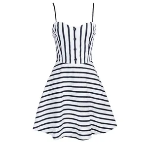 Alice + Olivia Nella Striped Button-Front Mini‎ Dress Size 6 Black White nwot thumbnail 4