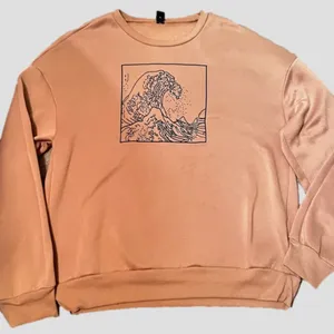 SHEIN Great Waves Khaki Graphic Printed Oversized Fleece Sweatshirt thumbnail 5